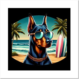 Funny Doberman with Sunglasses Posters and Art